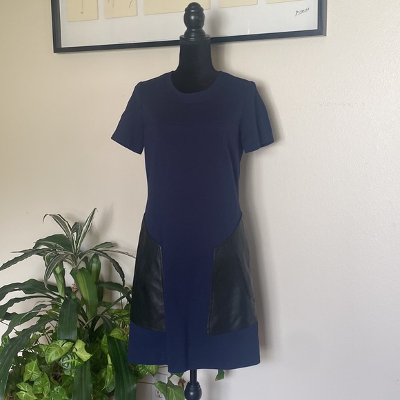 BCBG Maxazria Chrissie Pleather-Blocked Dress - Picture 13 of 14